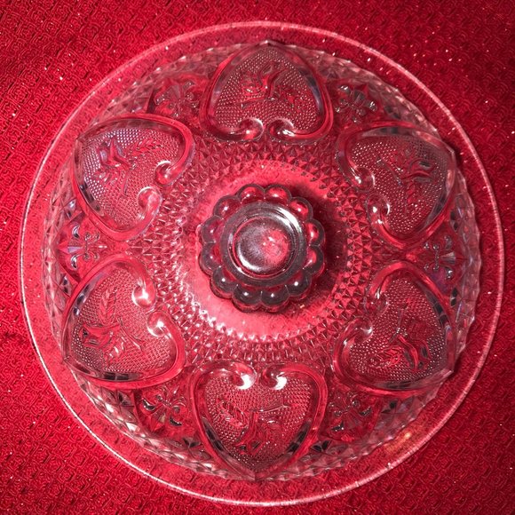 2 KIG Malaysia Hearts and Roses Fleur-de-lis Lidded Candy Nut Potpourri Dish Vin - Picture 8 of 8